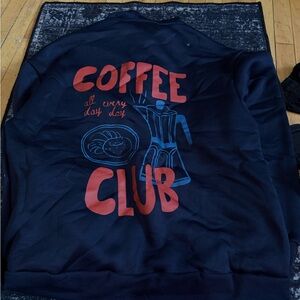 Coffee Club Navy Blue Graphic Women's Sweater